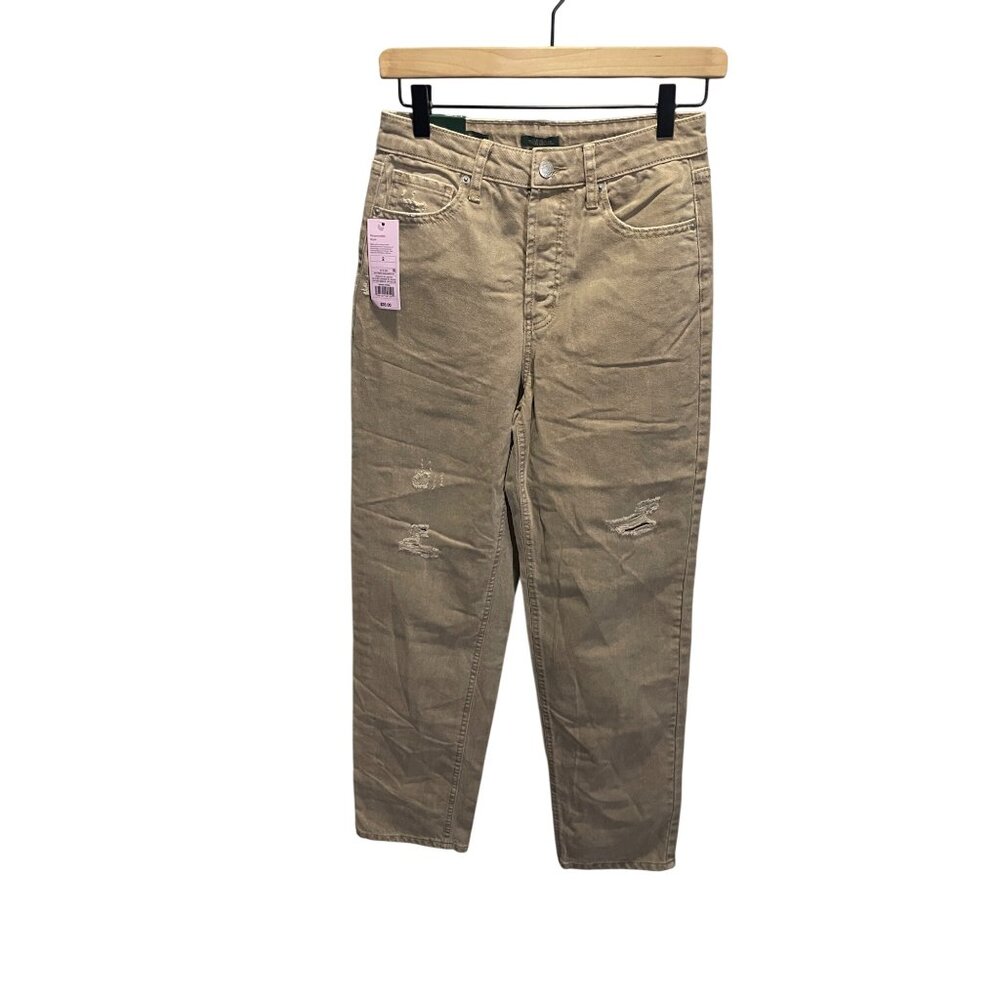 Wild Fable High-Rise Straight Khaki Jeans‎ Size 2 Distressed Style